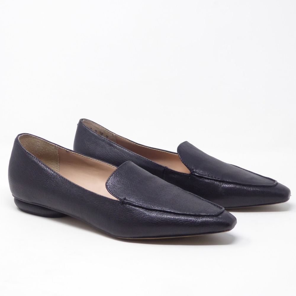 Franco Sarto Women Belamour Loafers Black Leather Pointed Toe Flats Size 8M